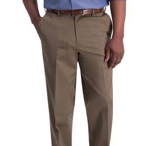 NEW Haggar® Men's Iron Free Premium Flat Front Khaki Pants Toast 36 X 34